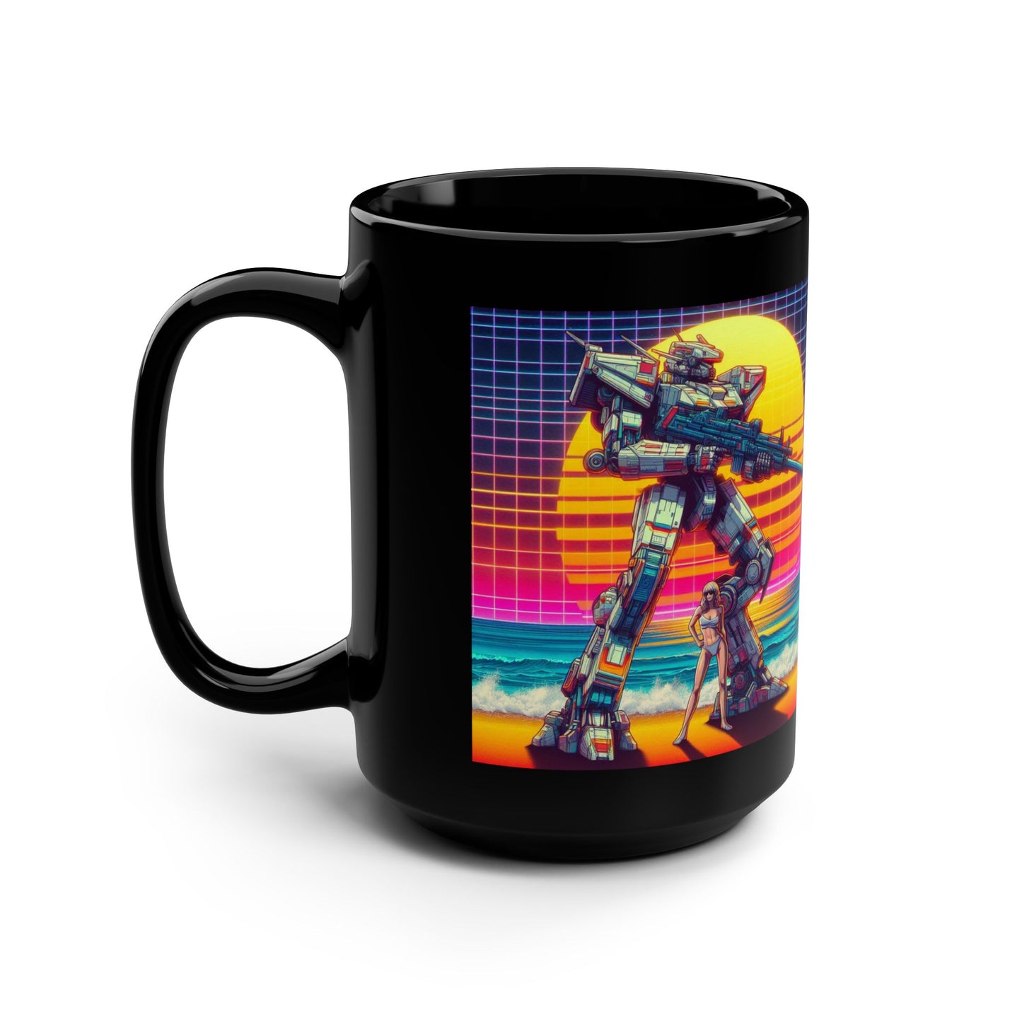 Retro Sci-Fi Black Mug, 15oz - Perfect Gift for Gamers & Sci-Fi Fans