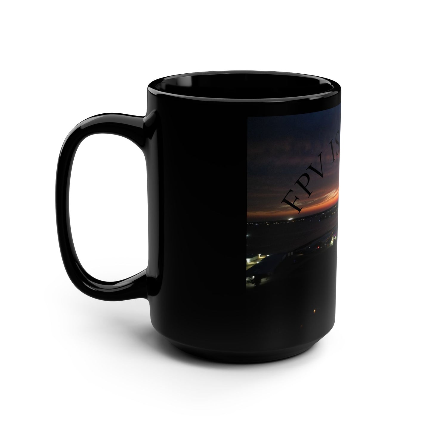 Sunset View Black Mug, Unique Coffee Cup, Gift for Coffee Lovers, Inspirational Gift, Perfect for Home or Office