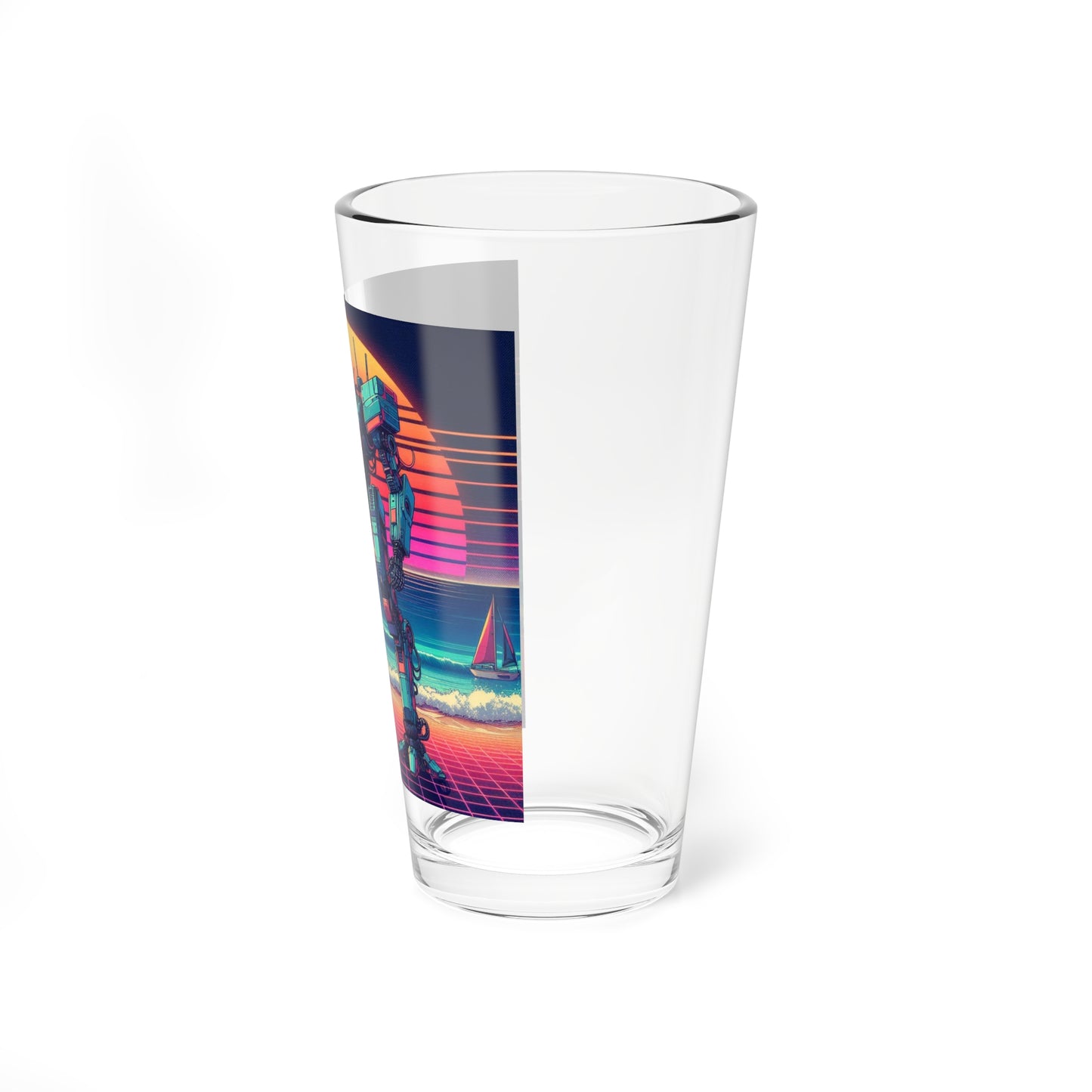 Retro Futuristic Mixing Glass - 16oz Drinkware with Sci-Fi Design