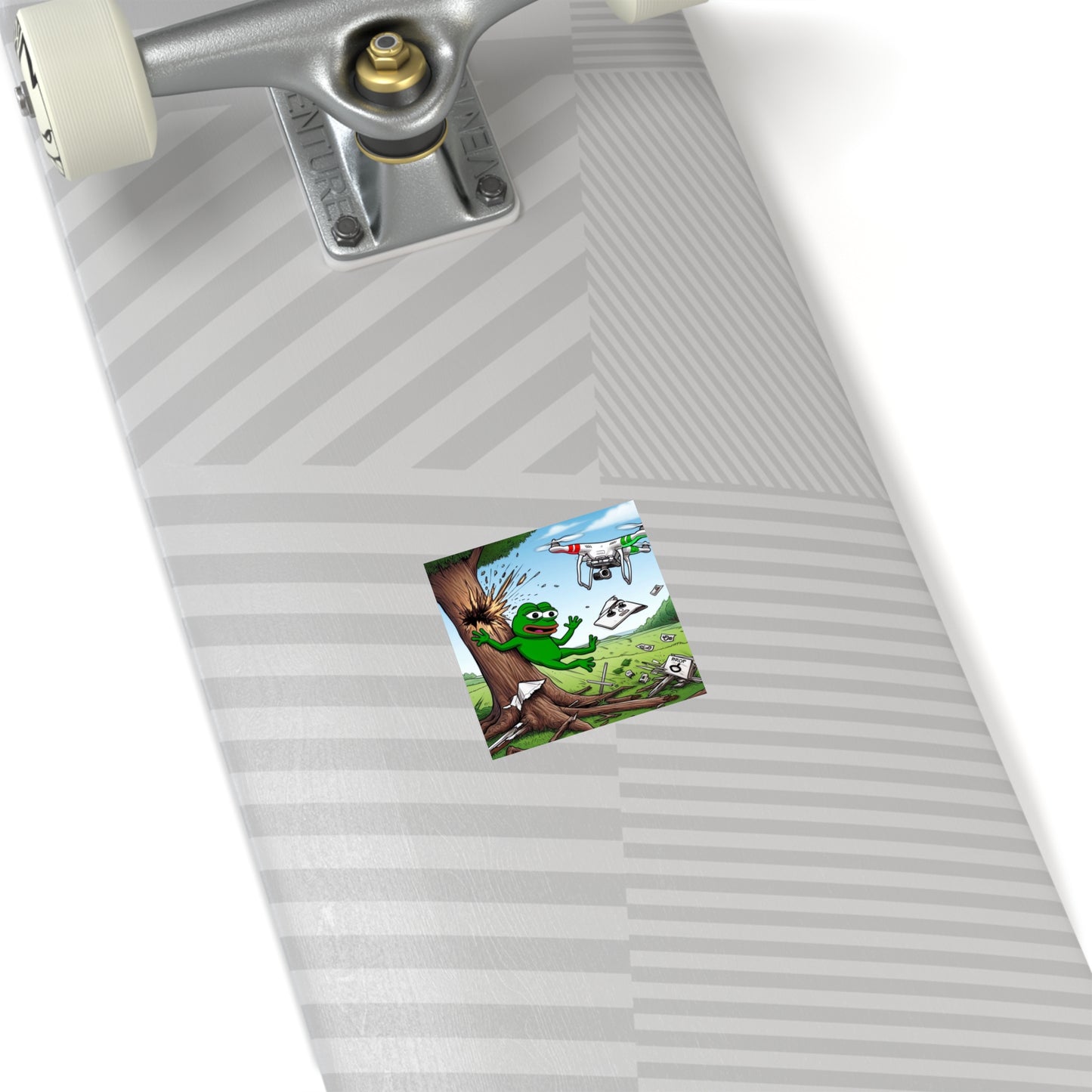 Funny Green Frog Square Stickers - Indoor/Outdoor Waterproof Decals