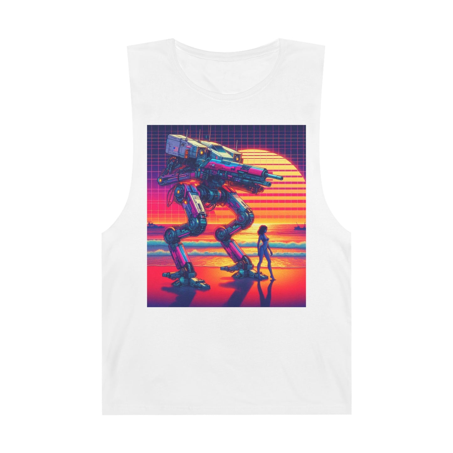 Retro Sci-Fi Unisex Tank Top - Beach Sunset Design