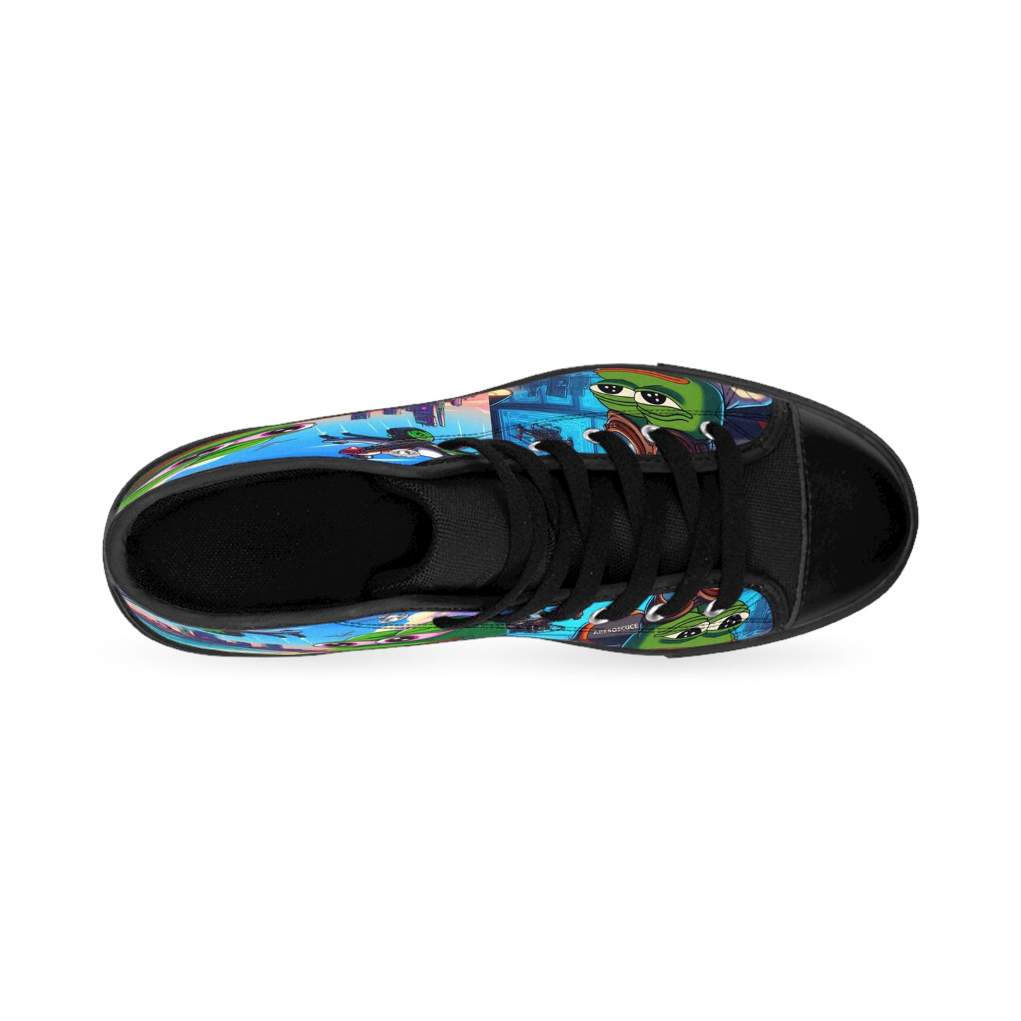 Pepe Themed Classic Sneakers - Fun & Colorful High Tops for Trendsetters