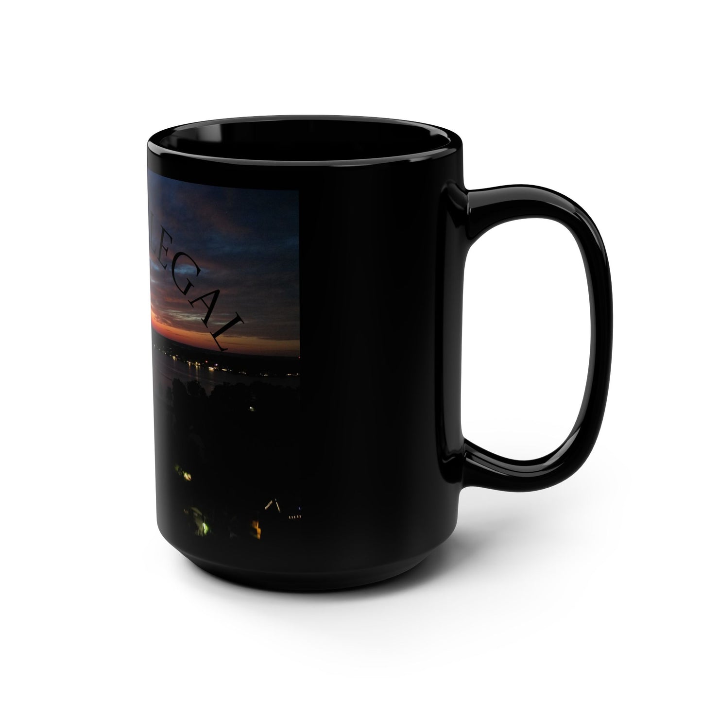 Sunset View Black Mug, Unique Coffee Cup, Gift for Coffee Lovers, Inspirational Gift, Perfect for Home or Office