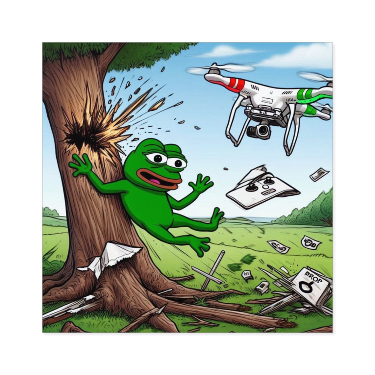 Funny Green Frog Square Stickers - Indoor/Outdoor Waterproof Decals