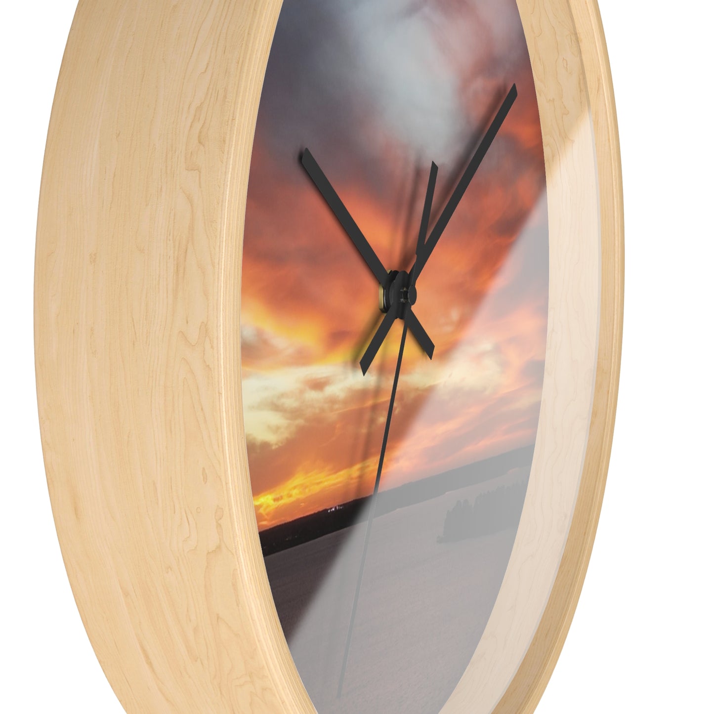 Sunset Serenity Wall Clock - Natural Wood Design for Home Decor
