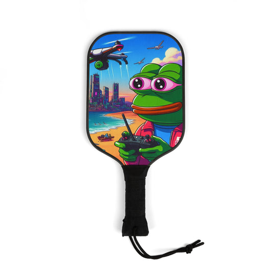 Pickleball Paddle Set - Fun Cartoon Beach Design with Balls