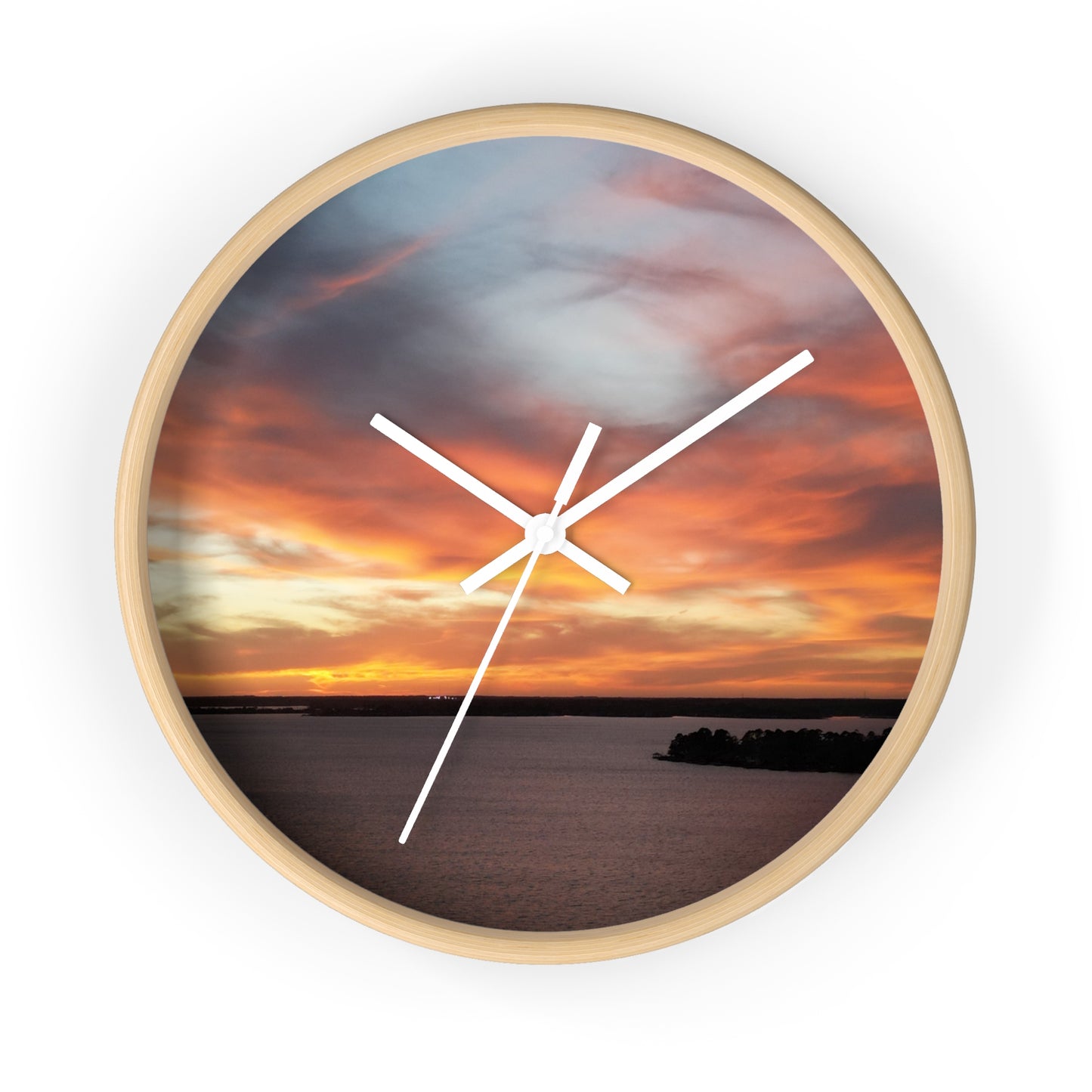 Sunset Serenity Wall Clock - Natural Wood Design for Home Decor