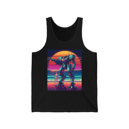 Retro Sci-Fi Unisex Jersey Tank with Robot Design