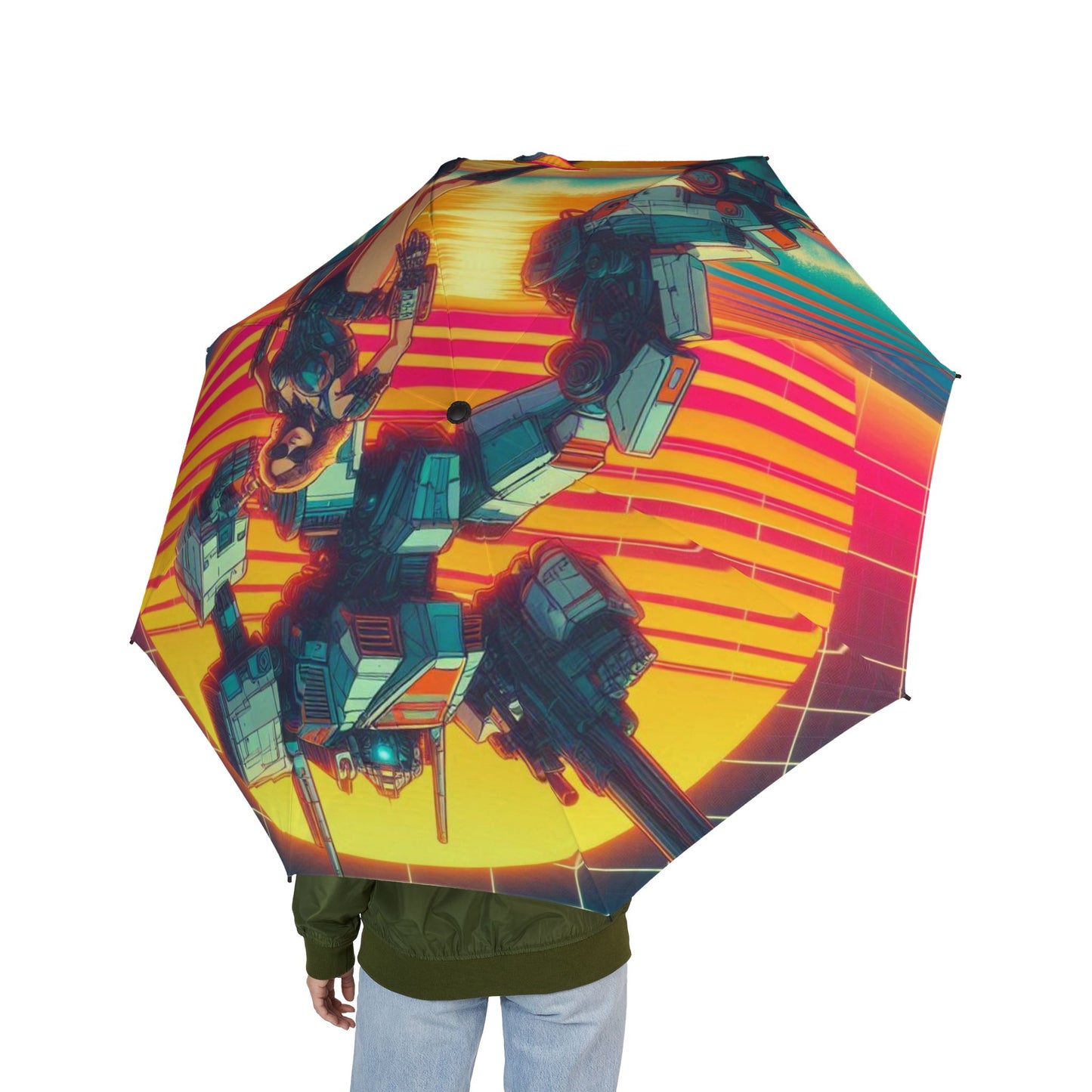 Vibrant Graphic Umbrella - Semi-Automatic Foldable Design with Bold Art