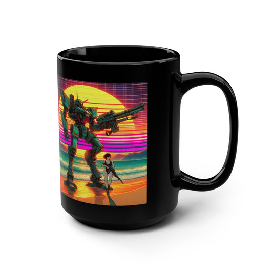 Retro Sci-Fi Black Mug, 15oz - Perfect Gift for Gamers & Sci-Fi Fans