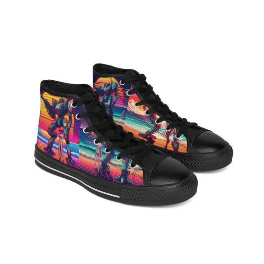 Retro Robotic Art High-Top Sneakers | Men's Classic Sneakers