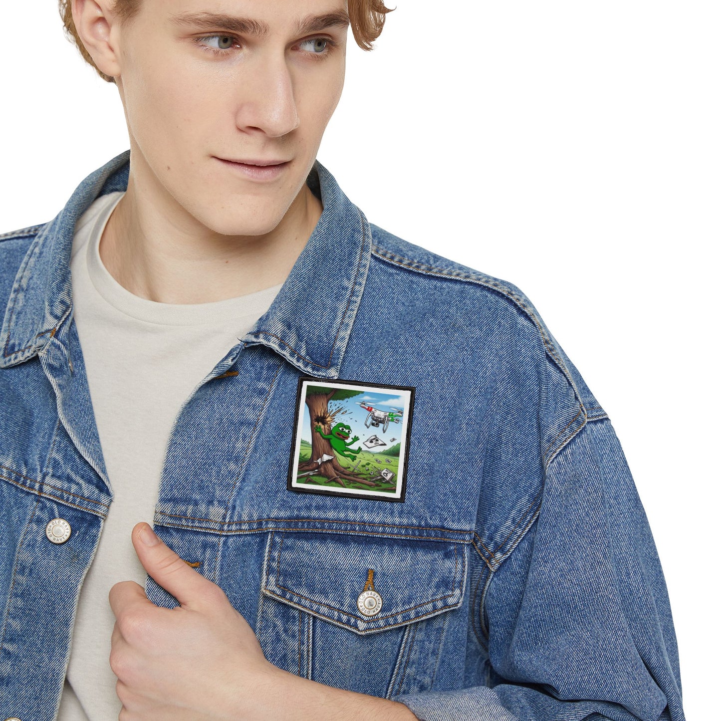 Funny Iron-On Patch - Cartoon Frog in Action