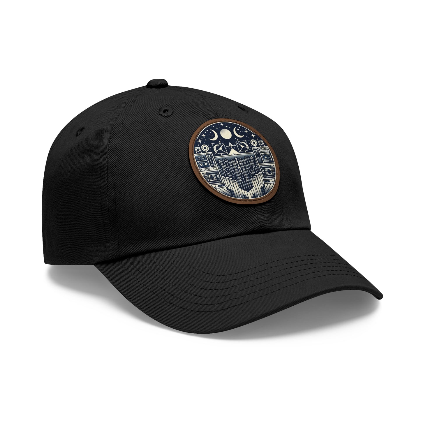 Dad Hat with Leather Patch (Round)