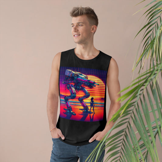 Retro Sci-Fi Unisex Tank Top - Beach Sunset Design