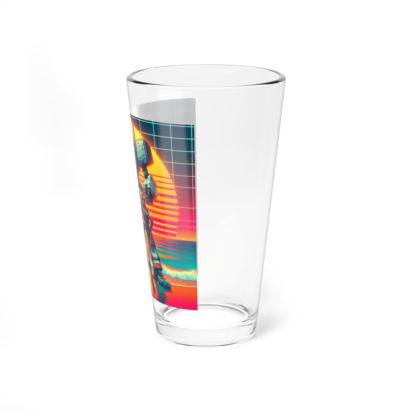 Retro Futuristic Mixing Glass - 16oz with Vibrant Artwork
