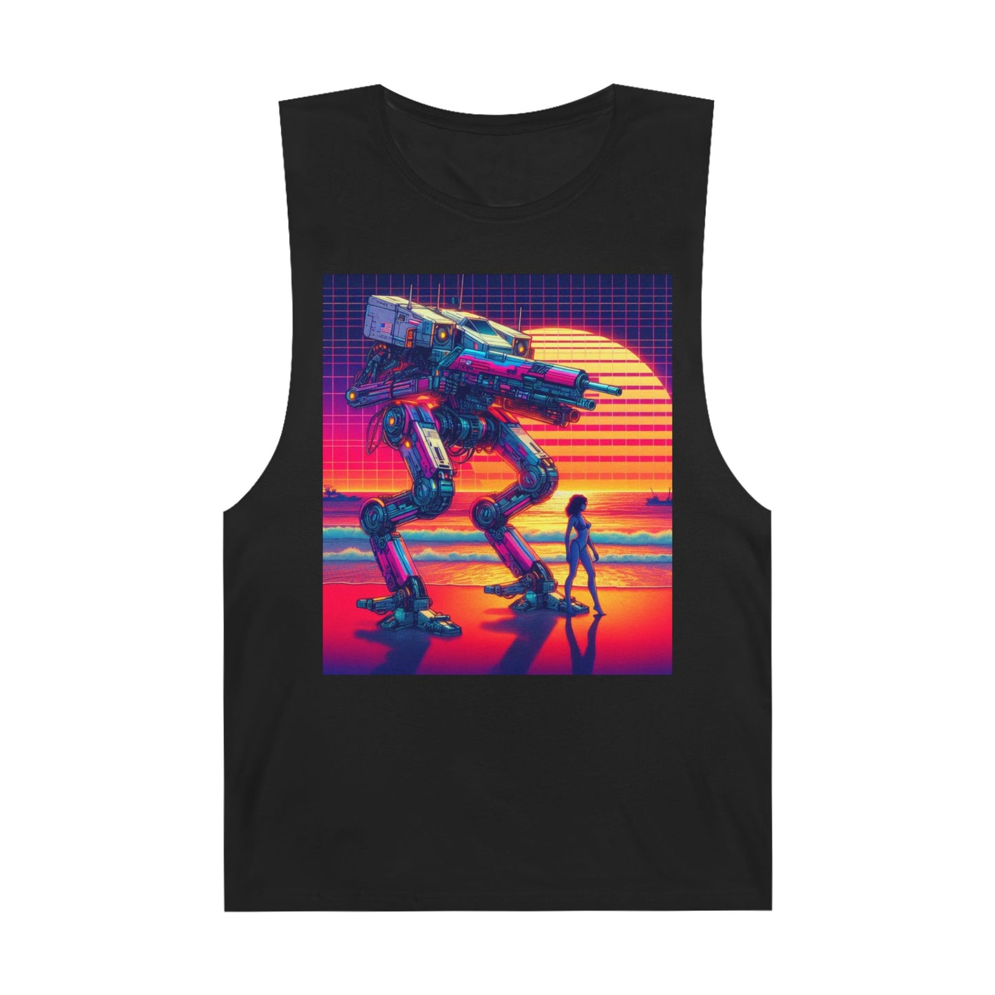 Retro Sci-Fi Unisex Tank Top - Beach Sunset Design