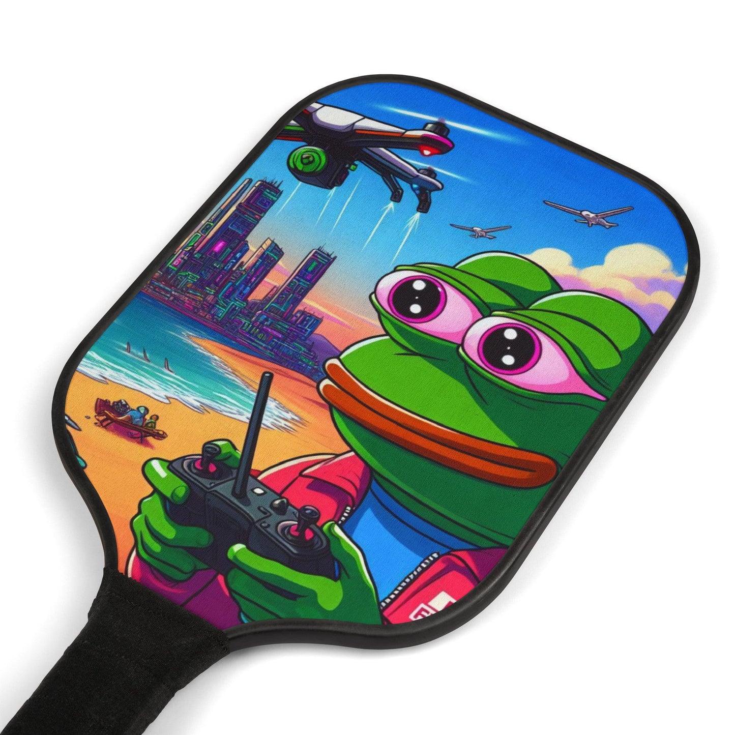Pickleball Paddle Set - Fun Cartoon Beach Design with Balls