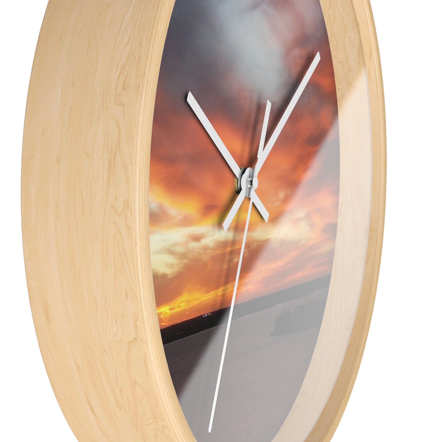 Sunset Serenity Wall Clock - Natural Wood Design for Home Decor