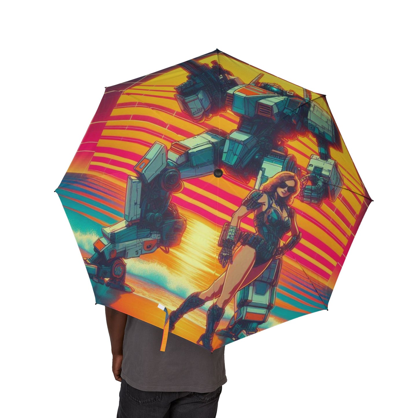 Vibrant Graphic Umbrella - Semi-Automatic Foldable Design with Bold Art