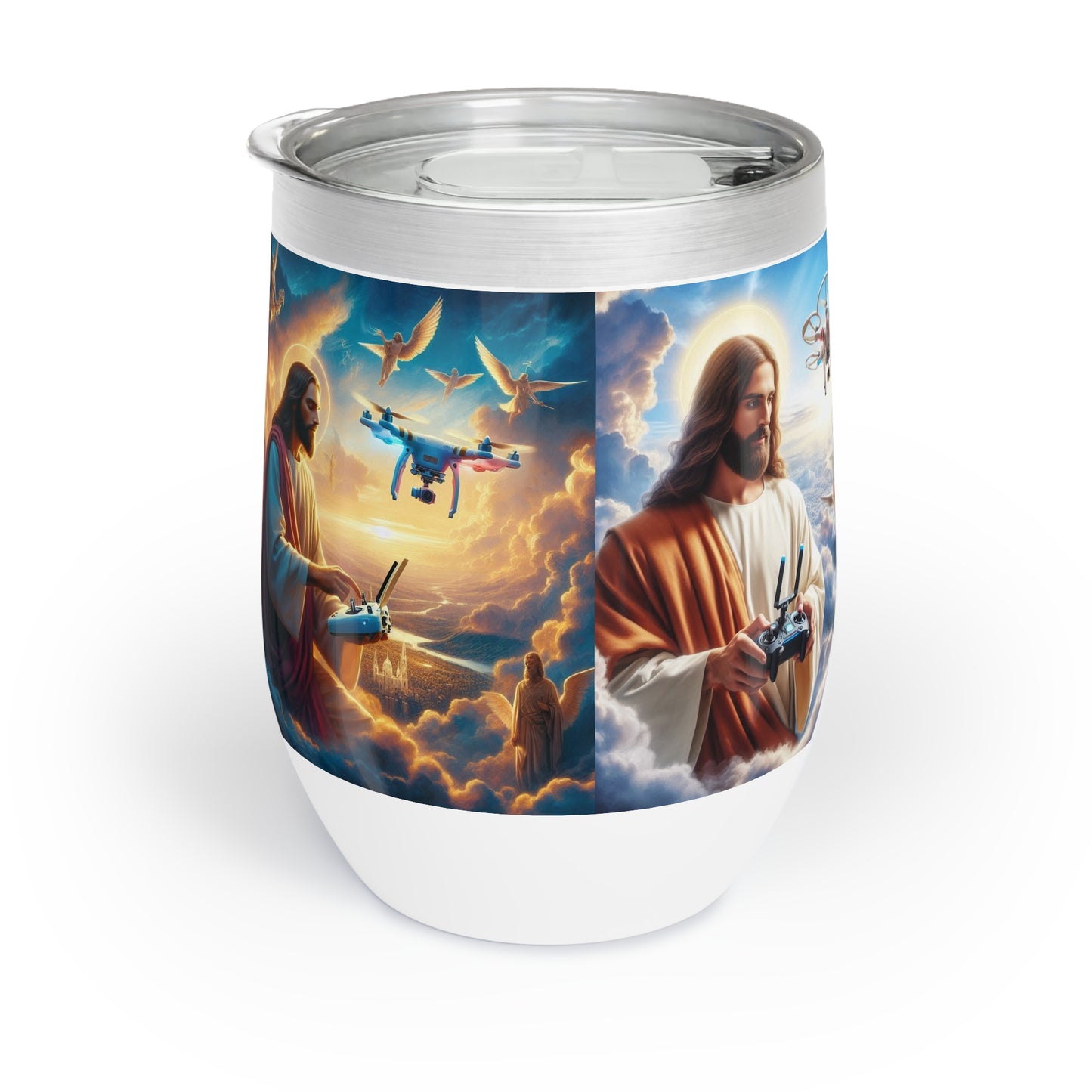 Jesus Drone Chill Wine Tumbler - Perfect for Relaxing Gatherings and Celebrations
