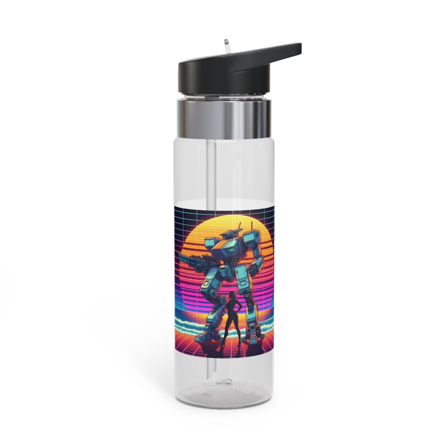 Retro Robot Sport Bottle - 20oz Tritan Water Bottle with Vibrant Design