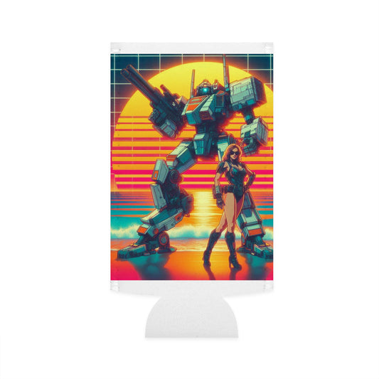 Retro Robot Slim Can Cooler - 80s Inspired Beach Vibe