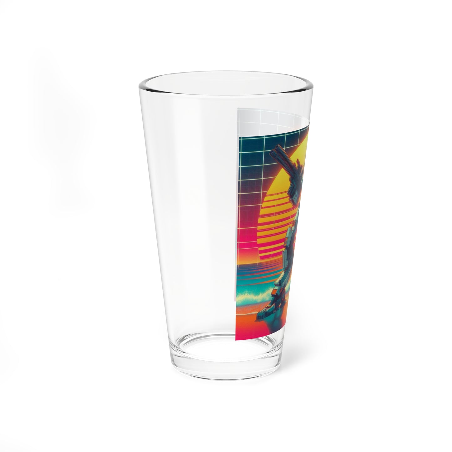 Retro Futuristic Mixing Glass - 16oz with Vibrant Artwork