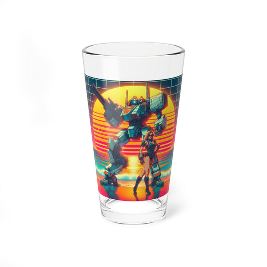 Retro Futuristic Mixing Glass - 16oz with Vibrant Artwork