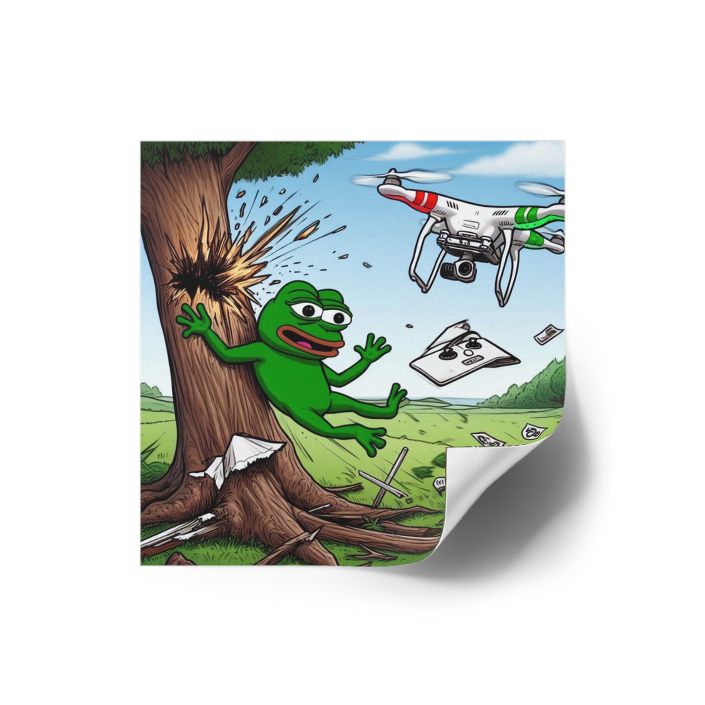 Funny Meme Laminate Stickers - Eco-Friendly Square Decor