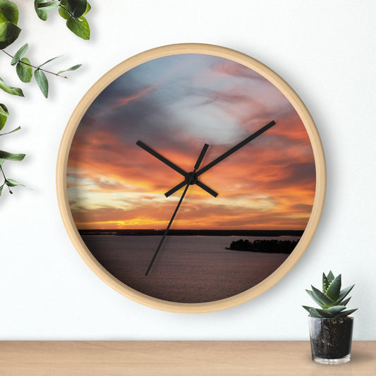 Sunset Serenity Wall Clock - Natural Wood Design for Home Decor