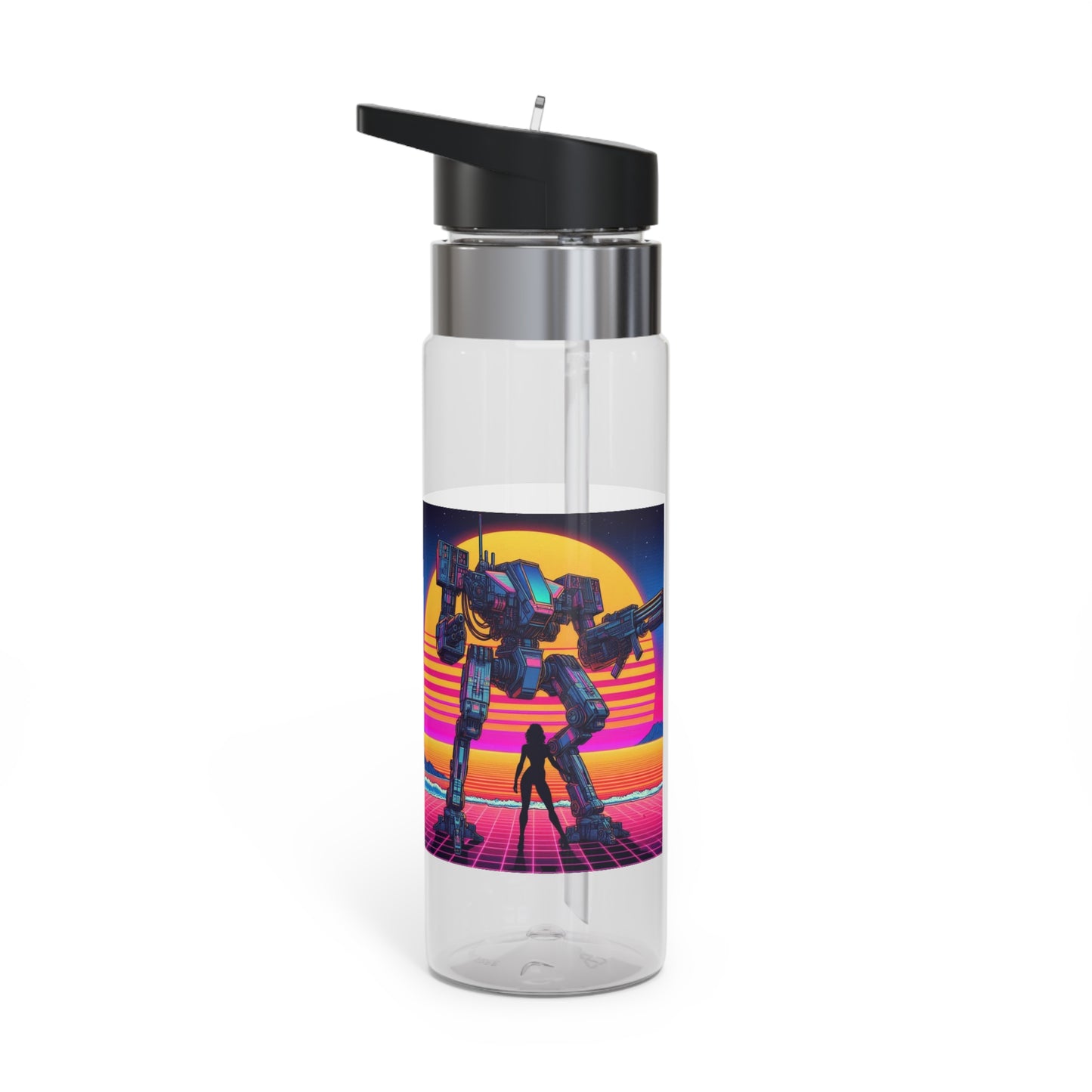 Retro Robot Sport Bottle - 20oz Tritan Water Bottle with Vibrant Design