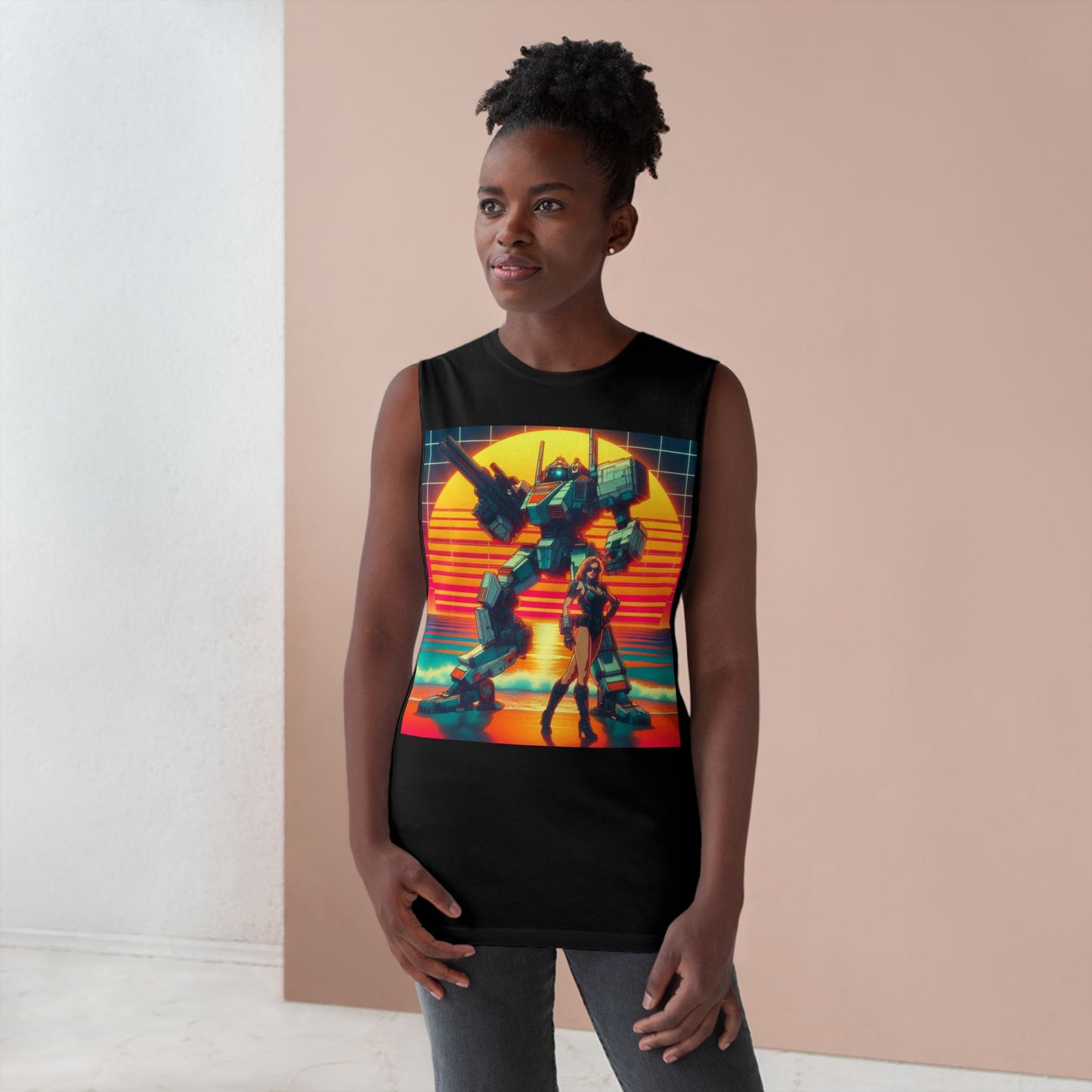 Retro Robot & Hero Unisex Tank Top