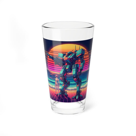 Retro Futuristic Mixing Glass - 16oz Drinkware with Sci-Fi Design