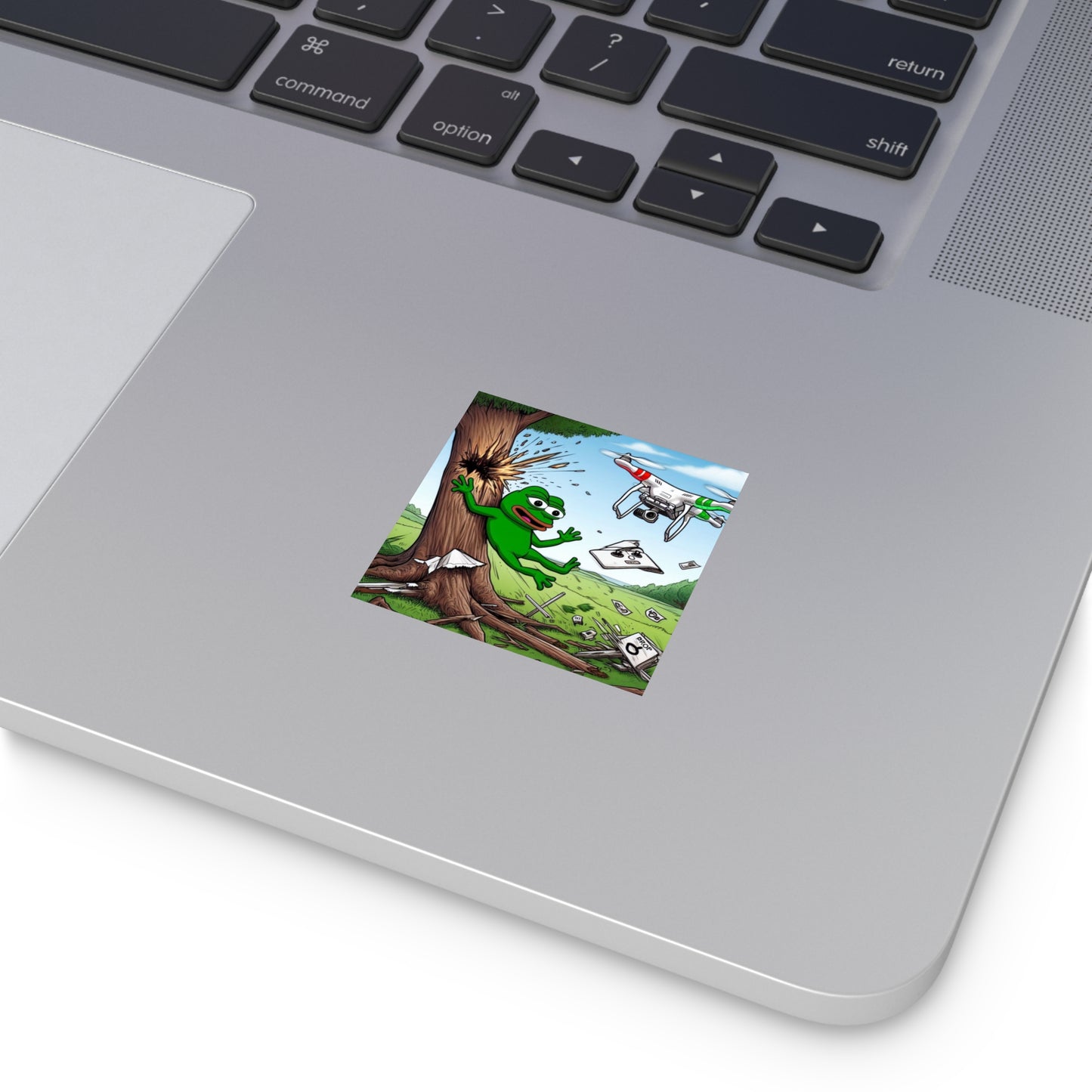 Funny Green Frog Square Stickers - Indoor/Outdoor Waterproof Decals