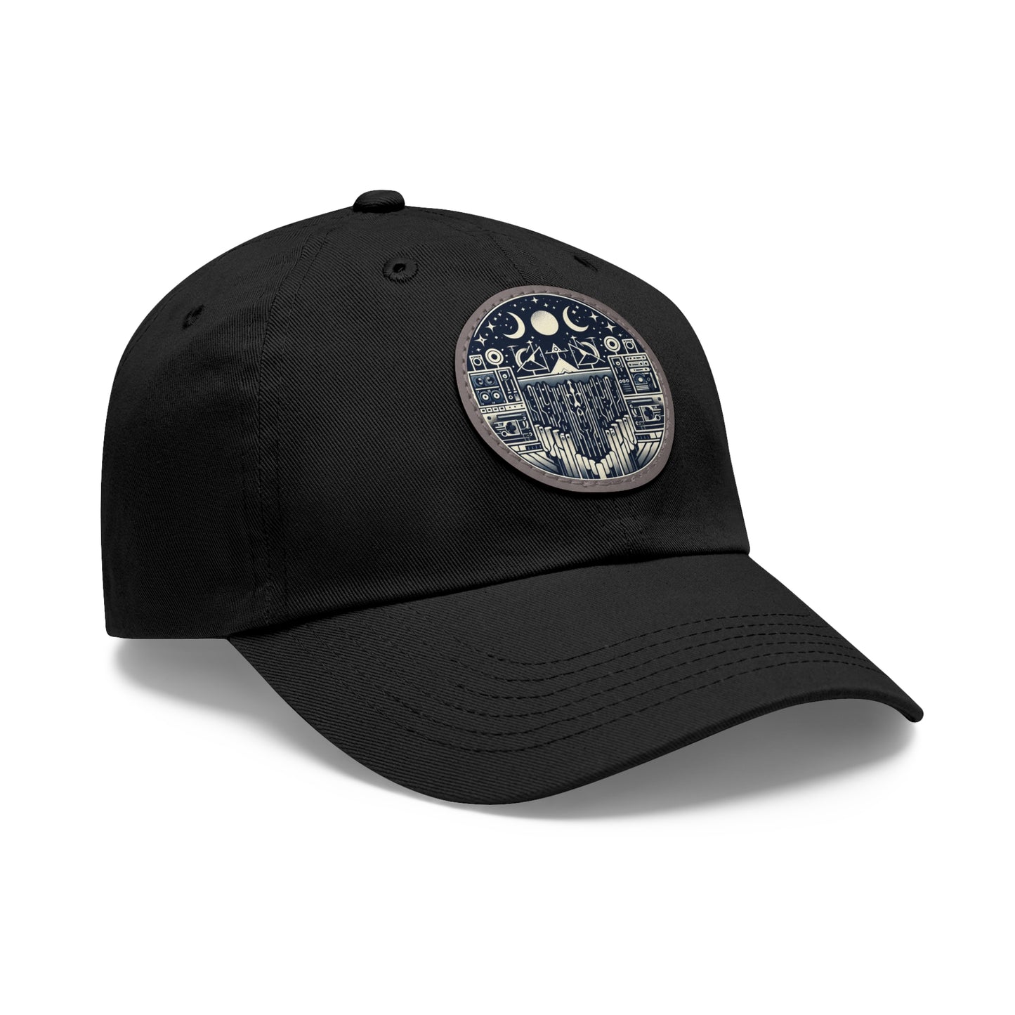 Dad Hat with Leather Patch (Round)