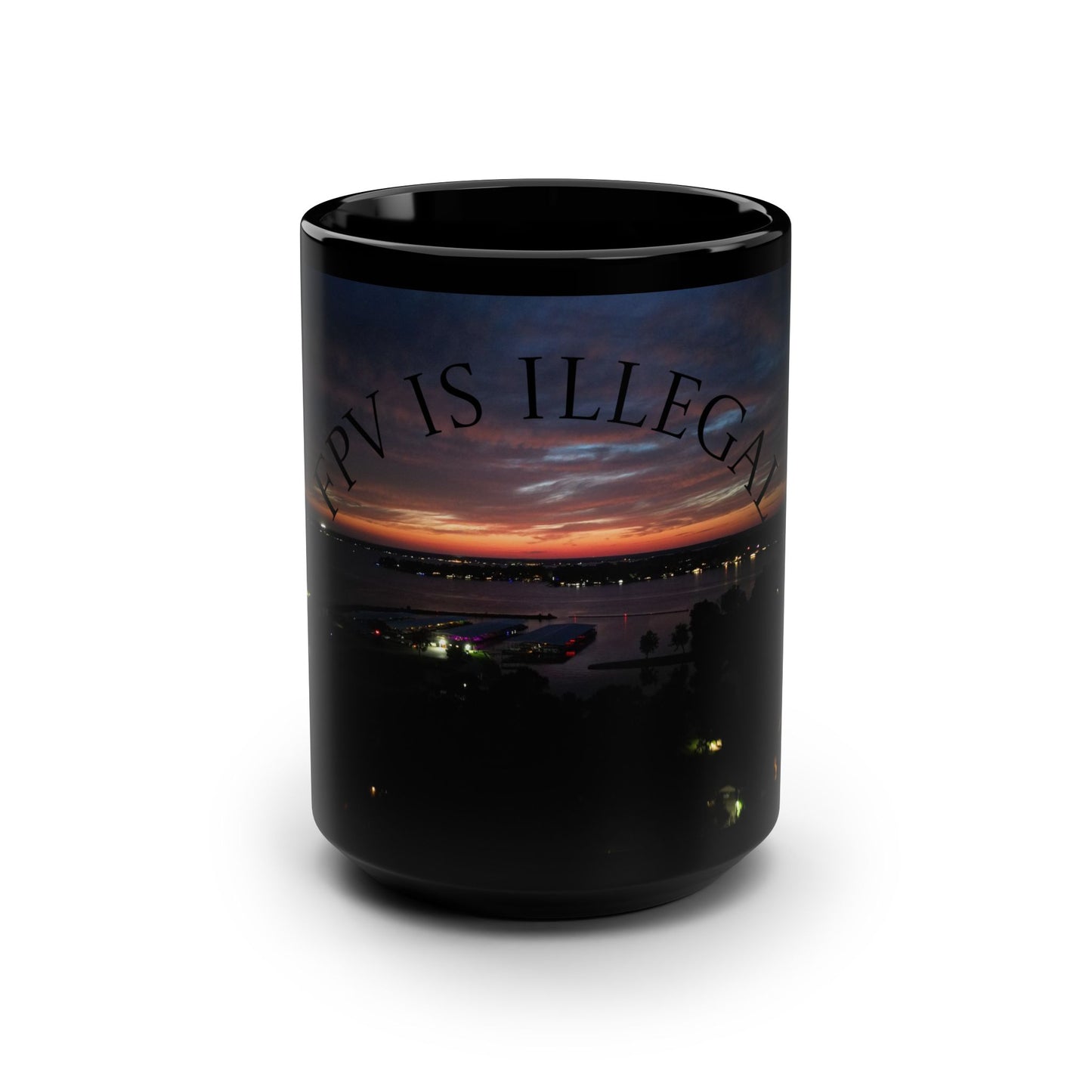 Sunset View Black Mug, Unique Coffee Cup, Gift for Coffee Lovers, Inspirational Gift, Perfect for Home or Office