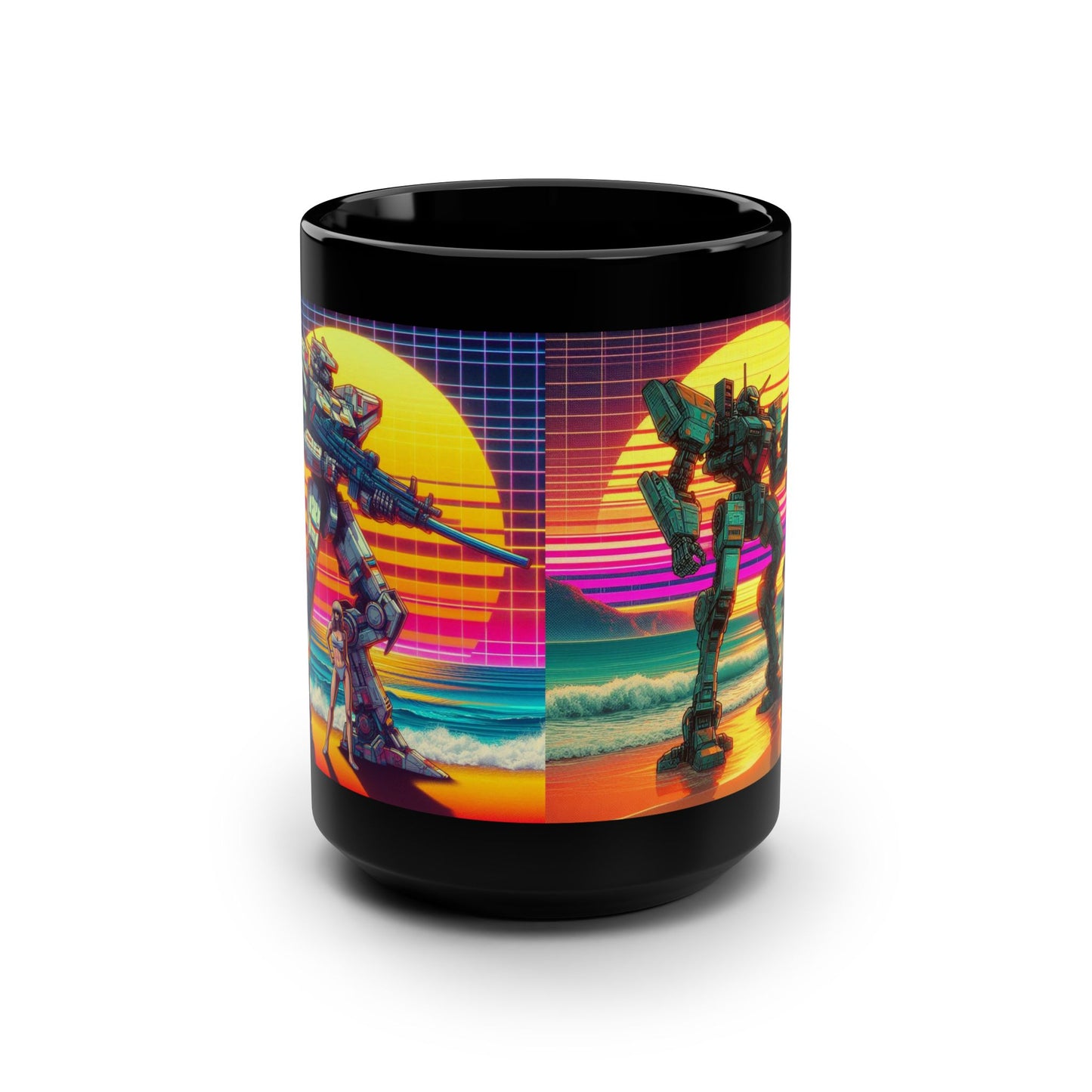 Retro Sci-Fi Black Mug, 15oz - Perfect Gift for Gamers & Sci-Fi Fans