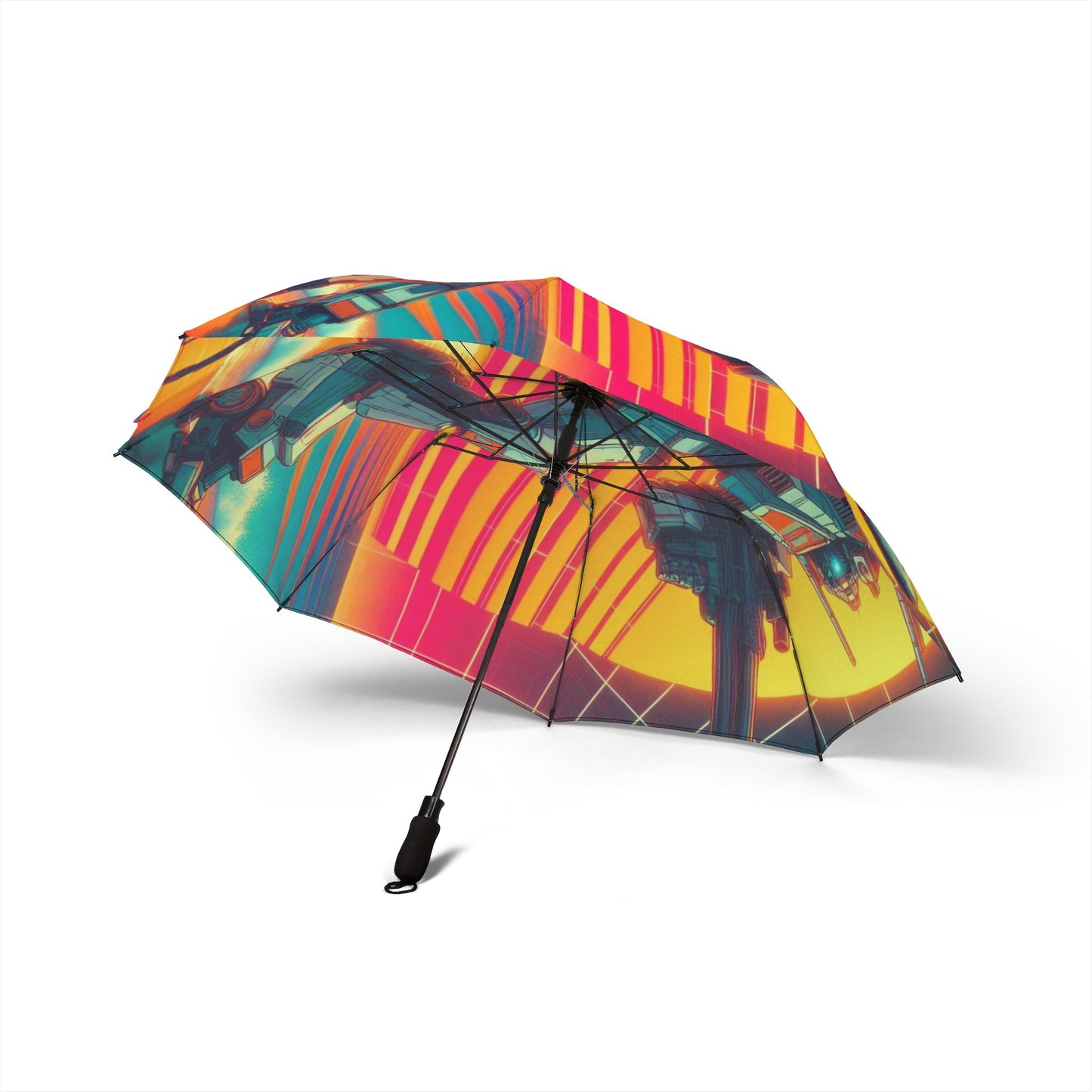 Vibrant Graphic Umbrella - Semi-Automatic Foldable Design with Bold Art