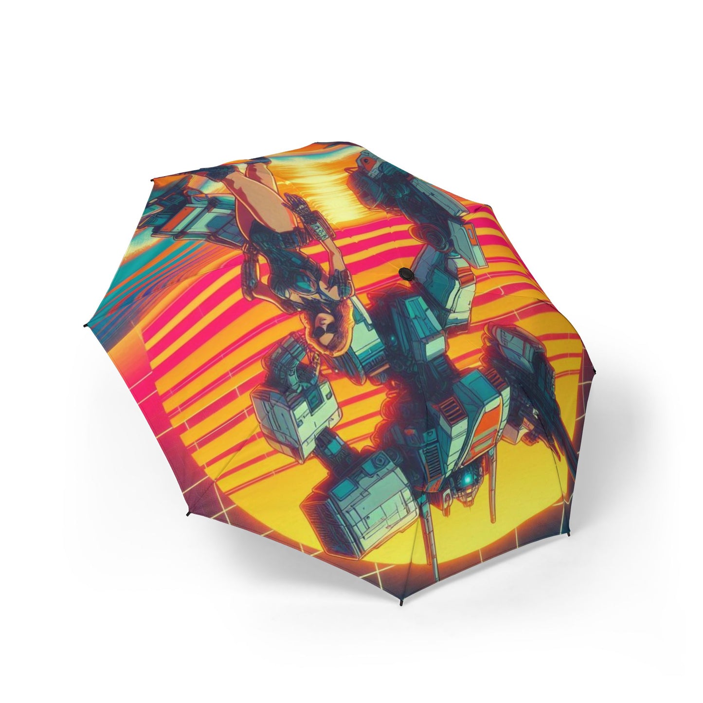 Vibrant Graphic Umbrella - Semi-Automatic Foldable Design with Bold Art